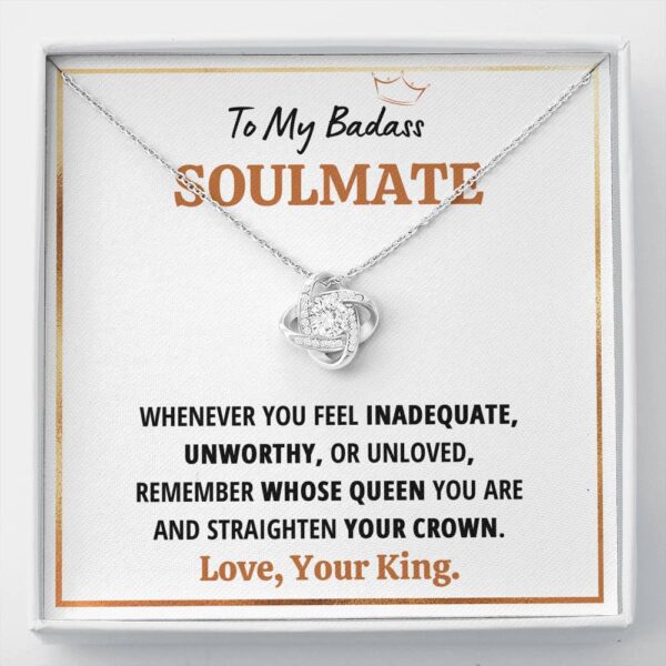 To My Badass Soulmate Queen Love Knot Necklace Gift Set