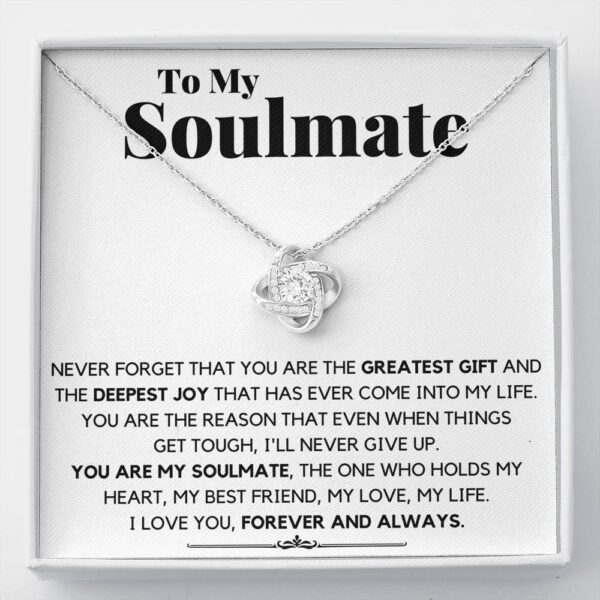 To My Soulmate Deepest Joy Love Knot Necklace Gift Set