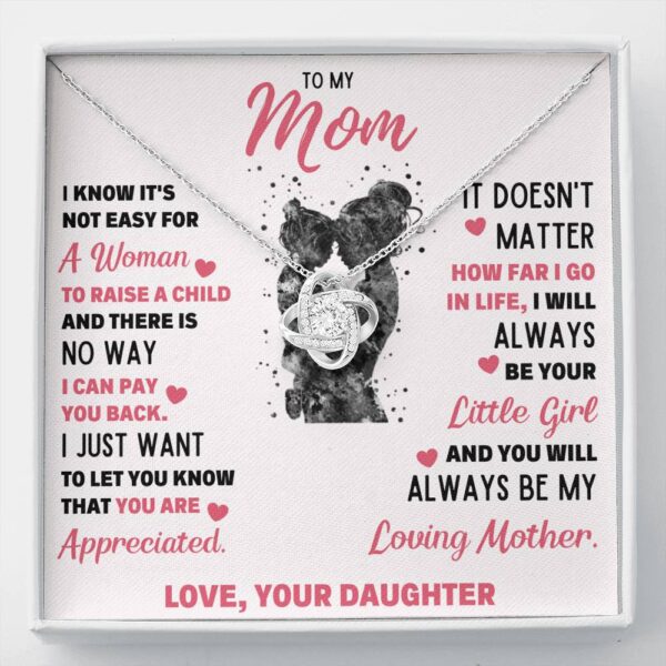 To My Mom Little Girl Love Knot Necklace Gift Set