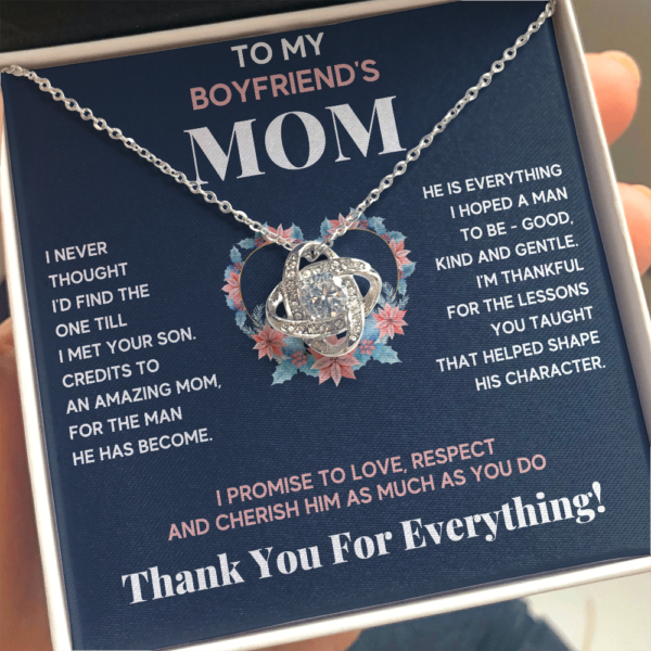 To My Boyfriends Mom Cherish Love Knot Necklace Gift Set