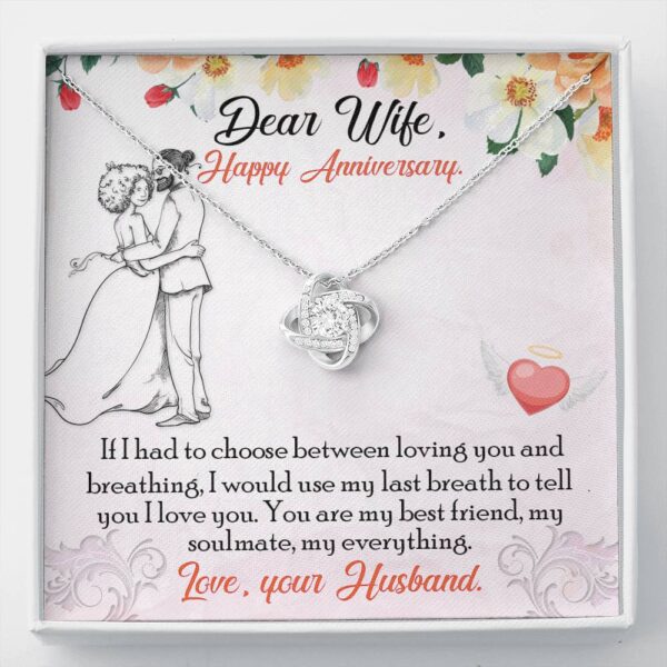 Dear Wife "Breathing" Love Knot Necklace Anniversary Gift Set