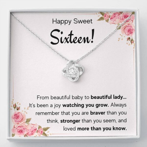 Happy Sweet Sixteen Grow Love Knot Necklace Gift Set