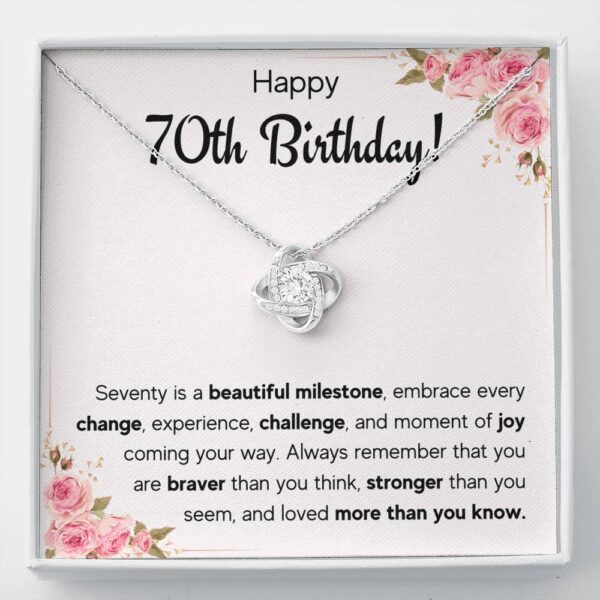 Happy 70Th Birthday Joy Love Knot Necklace Gift Set