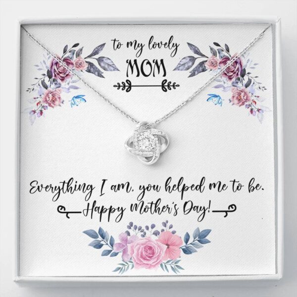 To My Lovely Mom "Everything I Am Pb" Love Knot Necklace Gift Set