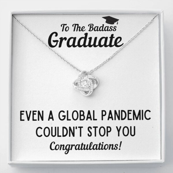 To The Badass Graduate Stop Love Knot Necklace Gift Set
