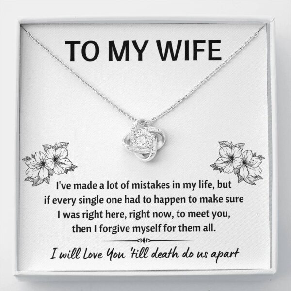 To My Wife "Mistakes" Love Knot Necklace Gift Set