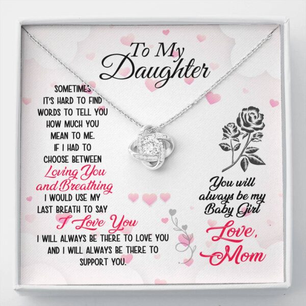 To My Daughter "Breathing" Love Knot Necklace Gift Set
