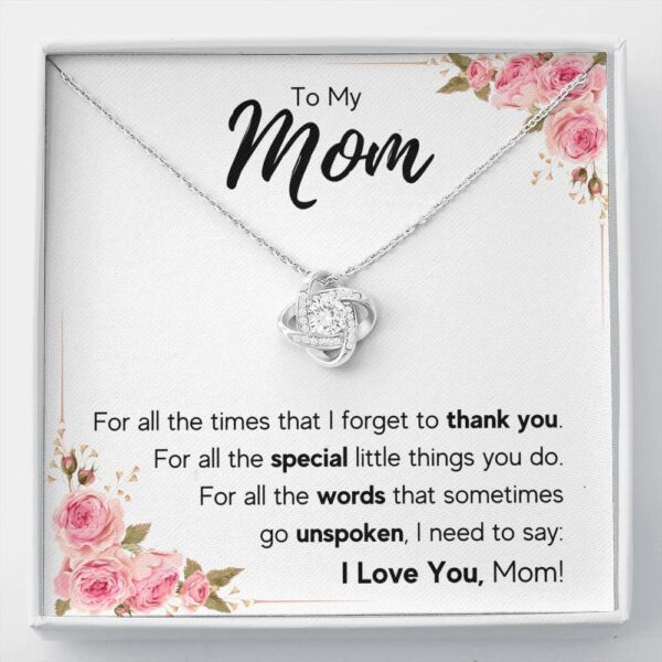 To My Mom Unspoken Love Knot Necklace Gift Set