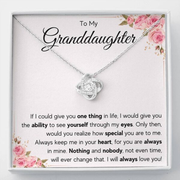 To My Granddaughter Eyes Love Knot Necklace Gift Set