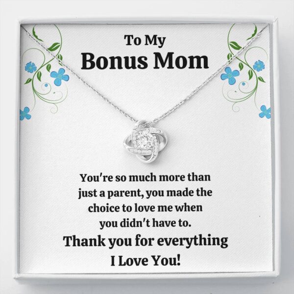 To My Bonus Mom "Choice To Love Me" Love Knot Necklace Gift Set