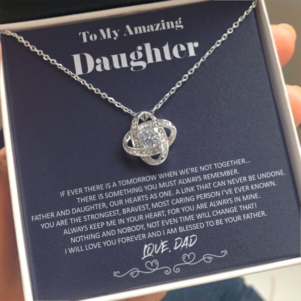 To My Amazing Daughter - From Dad - Hearts As One - Love Knot Necklace