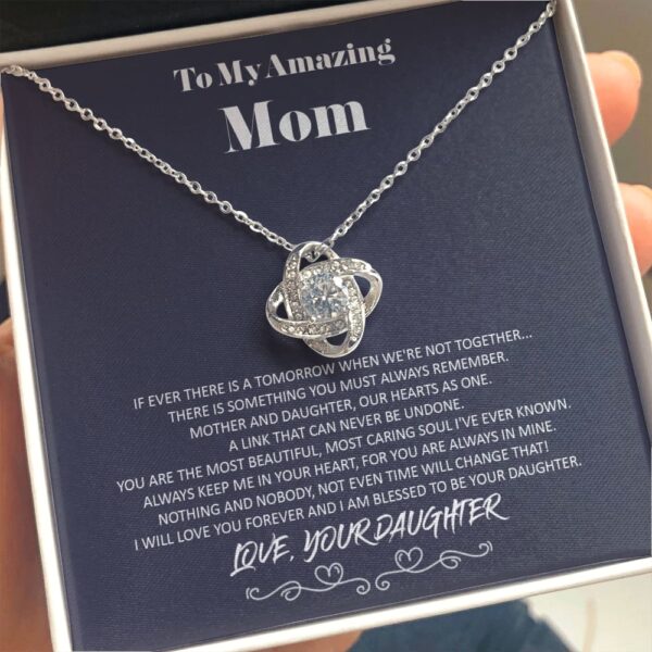 To My Amazing Mom - From Daughter - Hearts As One - Love Knot Necklace