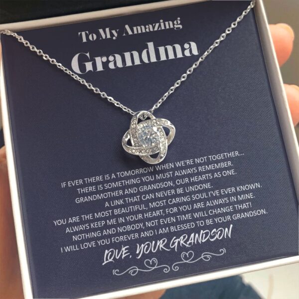 To My Amazing Grandma - From Grandson - Hearts As One - Love Knot Necklace