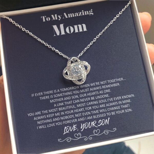 To My Amazing Mom - From Son - Hearts As One - Love Knot Necklace