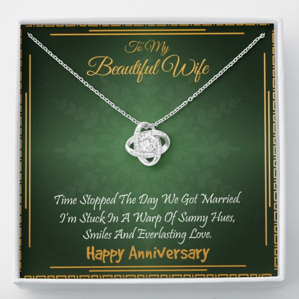 To My Beautiful Wife - Time Stopped - Anniversary Gift - Love Knot Necklace