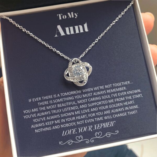 To My Aunt - From Nephew - Golden Heart - Love Knot Necklace
