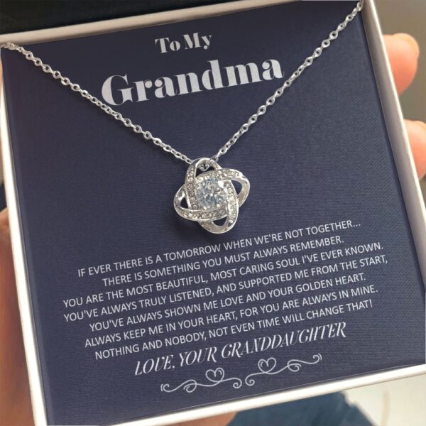 To My Grandma - From Granddaughter - Golden Heart - Love Knot Necklace