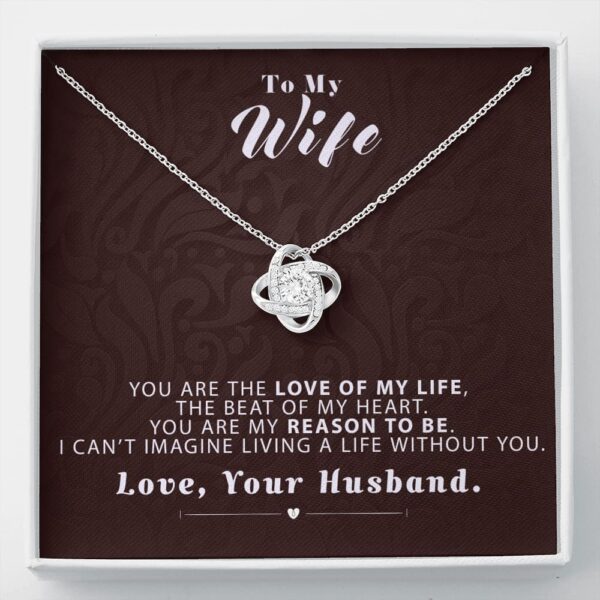To My Wife - Reason To Be - Dark Red- Love Knot Necklace