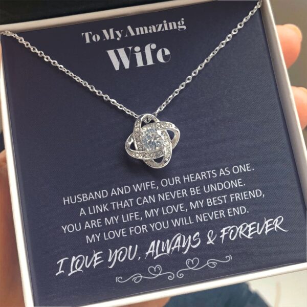 To My Amazing Wife - From Husband - Love For You - Love Knot Necklace