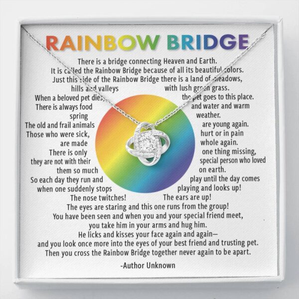 Rainbow Bridge Pet Loss Poem Love Knot Necklace