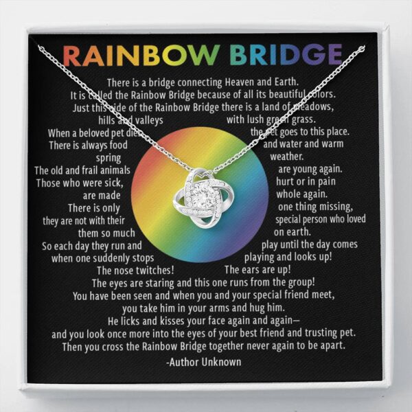 Rainbow Bridge Pet Loss Poem Love Knot Necklace