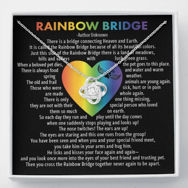 Rainbow Bridge Pet Loss Poem Love Knot Necklace