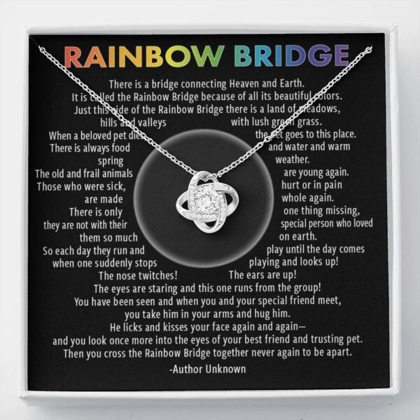 Rainbow Bridge Pet Loss Poem Love Knot Necklace