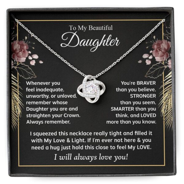 To My Daughter Necklace From Mom To Daughter Necklace From Dad, Necklaces For Daughter From Mom To Daughter Birthday Gifts From Dad To Daughter Jewelry Necklace With Message Card And Gift Box