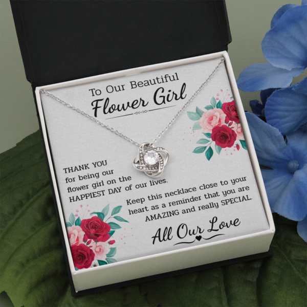 The Very Best Gift For Your Flower Girls On Your Wedding Day-14K White Love Knot Necklace