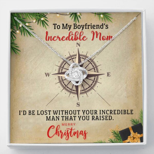 To My Boyfriend'S Incredible Mom, 14K White Love Knot Necklace
