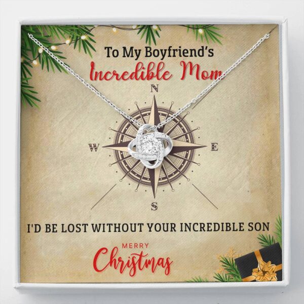 To My Boyfriend'S Incredible Mom, 14K White Love Knot Necklace