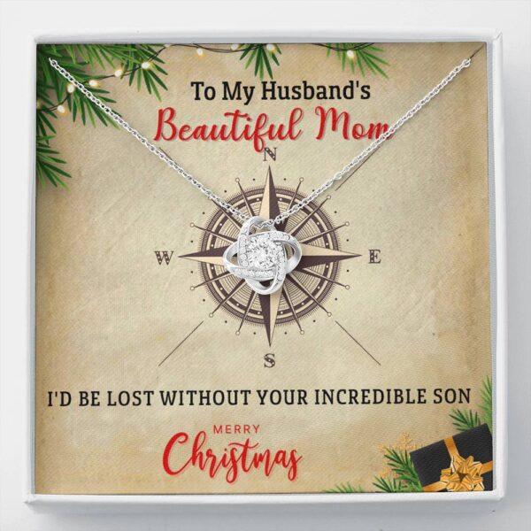 To My Husband'S Beautiful Mom, 14K White Love Knot Necklace