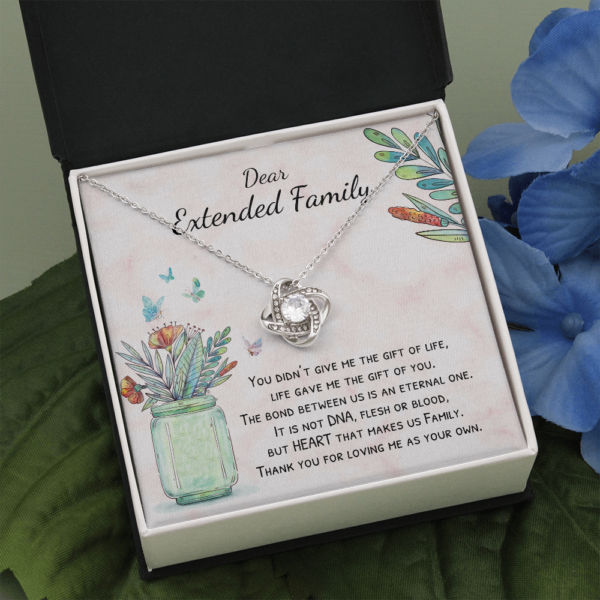 My Dear Extended Family, 14K White Love Knot Necklace