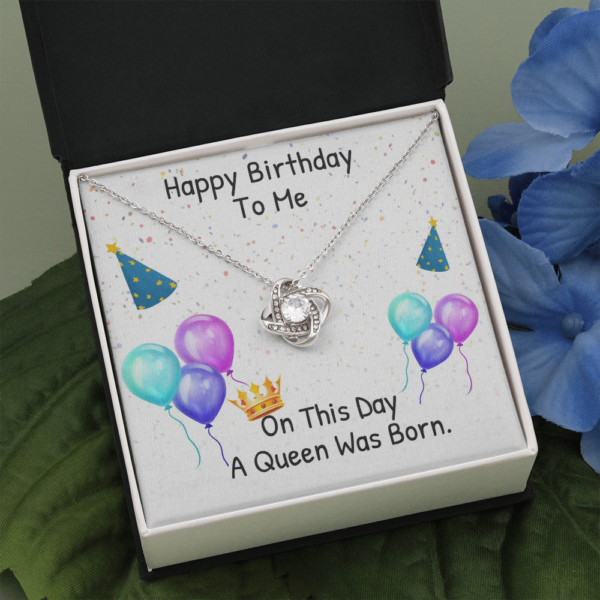 Happy Birthday To Me, 14K White Love Knot Necklace
