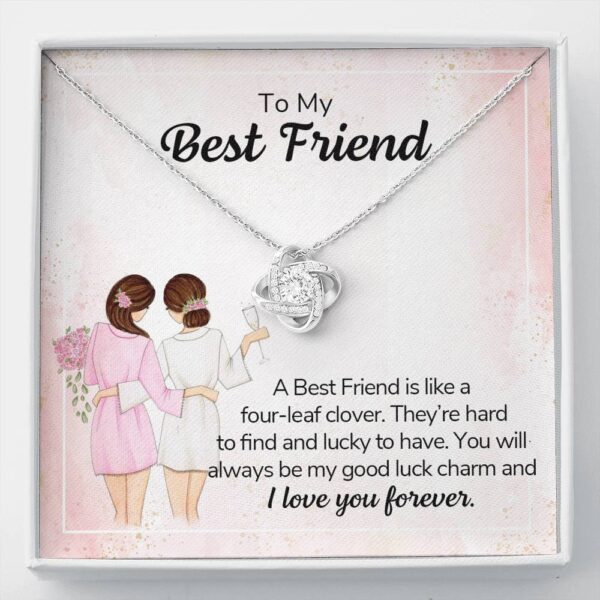 To My Best Friend,14K White Love Knot Necklace