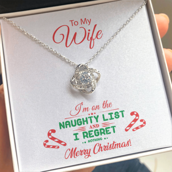 To My Wife, 14K White Love Knot Necklace