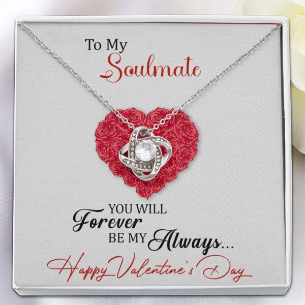 To My Soulmate, 14K White Love Knot Necklace