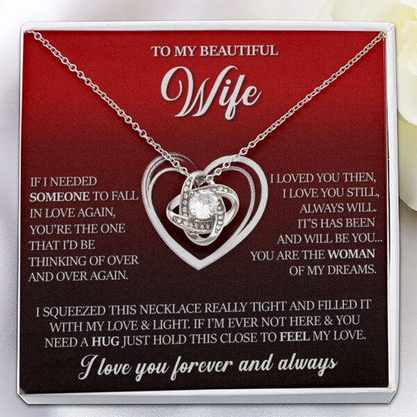 To My Wife, 14K White Love Knot Necklace