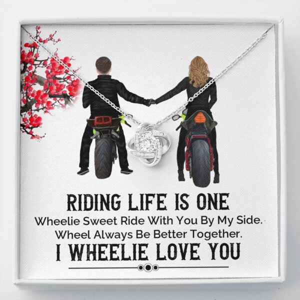 Riding Life, 14K White Love Knot Necklace