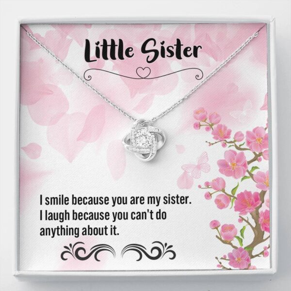 Little Sister,14K White Love Knot Necklace