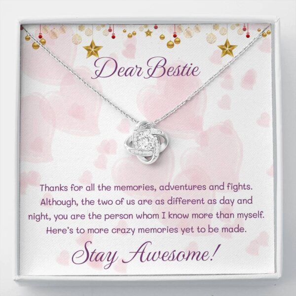 Dear Besties, 14K White Love Knot Necklace