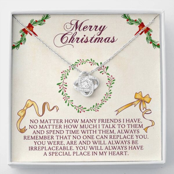 Merry Christmas, 14K White Love Knot Necklace