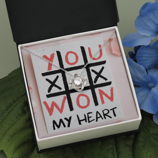 My Heart, 14K White Love Knot Necklace