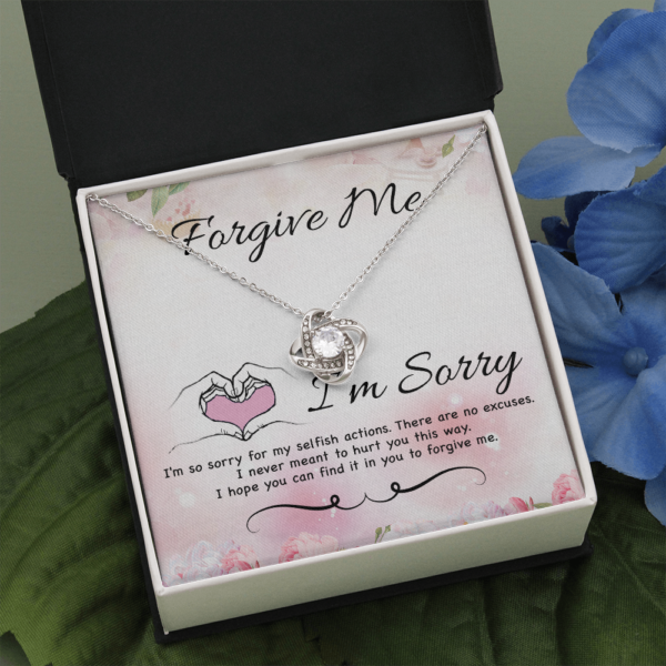 Forgive Me, 14K White Love Knot Necklace