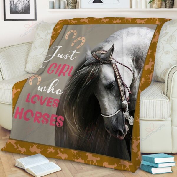 Horse Just A Girl Who Loves Horses Fleece Blanket Sherpa Blanket