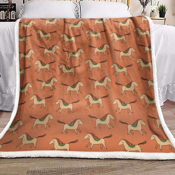 Horse Pattern Fleece Blanket Sherpa Blanket