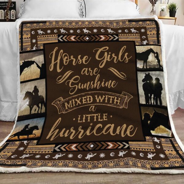 Horse Girl Fleece Blanket Sherpa Blanket