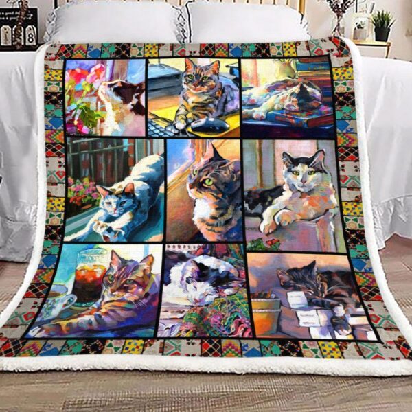 Cat Fleece Blanket Sherpa Blanket