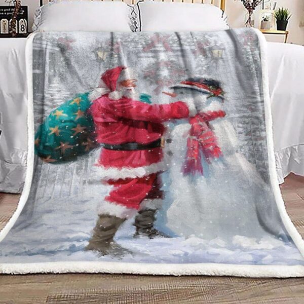 Santa Claus Snowman Christmas Fleece Blanket Sherpa Blanket