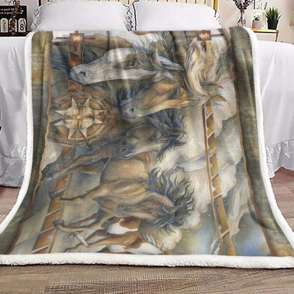 Native Horse Fleece Blanket Sherpa Blanket